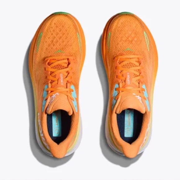 HOKA Clifton 9 Men’s Orange and Green Running Shoes Sneakers - Picture 5 of 13